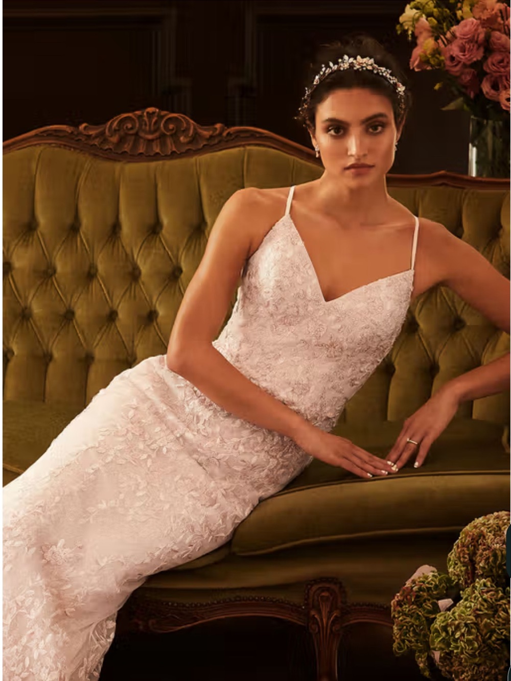 Stunning Melissa Sweet Petal Cashmere Embroidered Wedding Gown